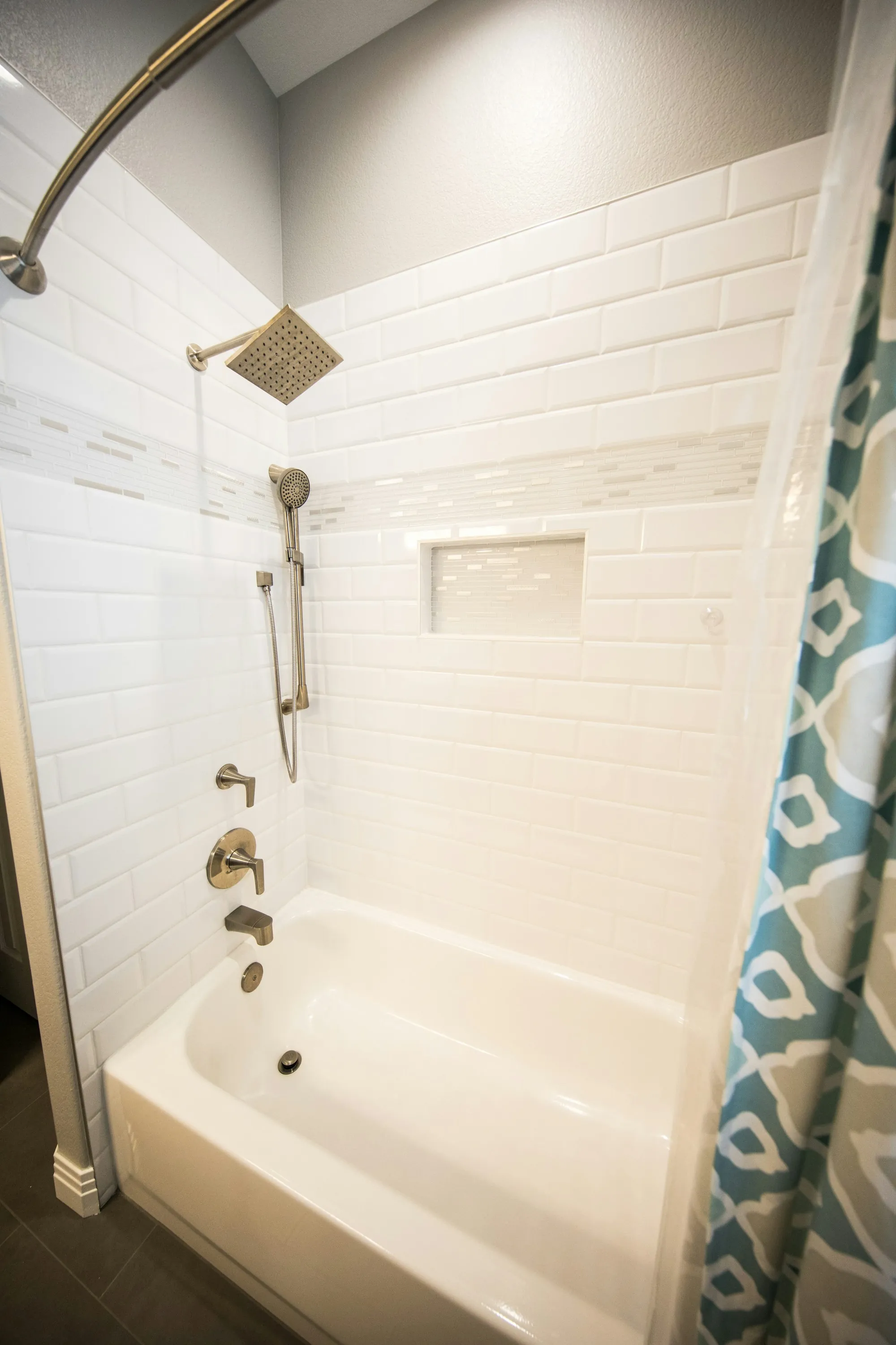 Finished bathroom remodel with new surfaces
