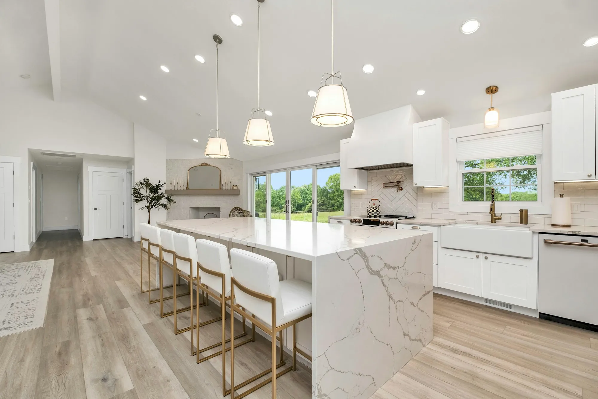 Remodeled kitchen with new cabinets and counters